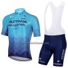 Completo Maglia + Pantaloncino con bretelle 2023 Astana Qazaqstan Manica Corta Blu